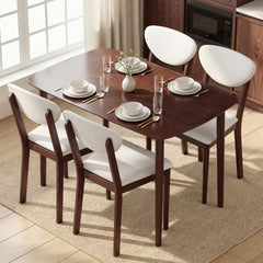 5-Piece Dining Table Set for 4, Mid-Century Modern Kitchen Table and Chairs, Cream White