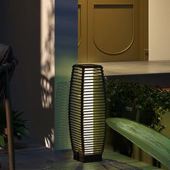 Solar Floor Lamp, Outdoor Rattan Garden Lantern Pathway Light & Decorative Driveway Lighting with Auto LED Lights, Gray