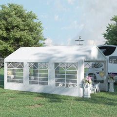 10 x 20 ft Heavy Duty Party Tent Outdoor Gazebo Wedding Tent Event Shelter Carport BBQ with Removable Sidewalls & Windows, Outside Waterproof Canopy for Parties, White