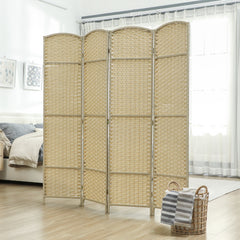 Folding Room Divider Screen 4 Panel 5.6 ' Tall Privacy Screen Freestanding Room Partition for Home Office, Beige