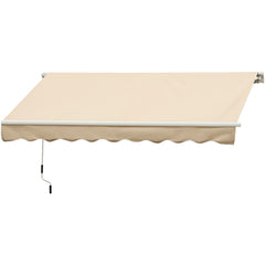 10' x 8' Retractable Awning, Patio Awnings, Sunshade Shelter w/ Manual Crank Handle, UV & Water-Resistant Fabric and Aluminum Frame for Deck, Balcony, Yard, Beige