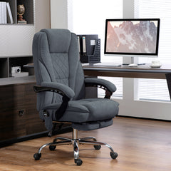 Massage Office Chair, Heated Reclining Computer Chair with Adjustable Height and Footrest, Charcoal Gray