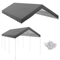 20' x 10' Carport Replacement Canopy for Model 84C-207WT or 84C-386V00WT with Ball Bungee Cords, Gray (Only Cover)