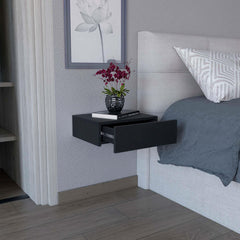 Galaxy Floating Nightstand , End Table, Side Table Wall-Mounted with Drawer -Black -Bedroom