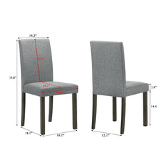 4pc Set Contemporary Style Upholstered Dining Chairs Gray Fabric Dining Room Wooden Furniture