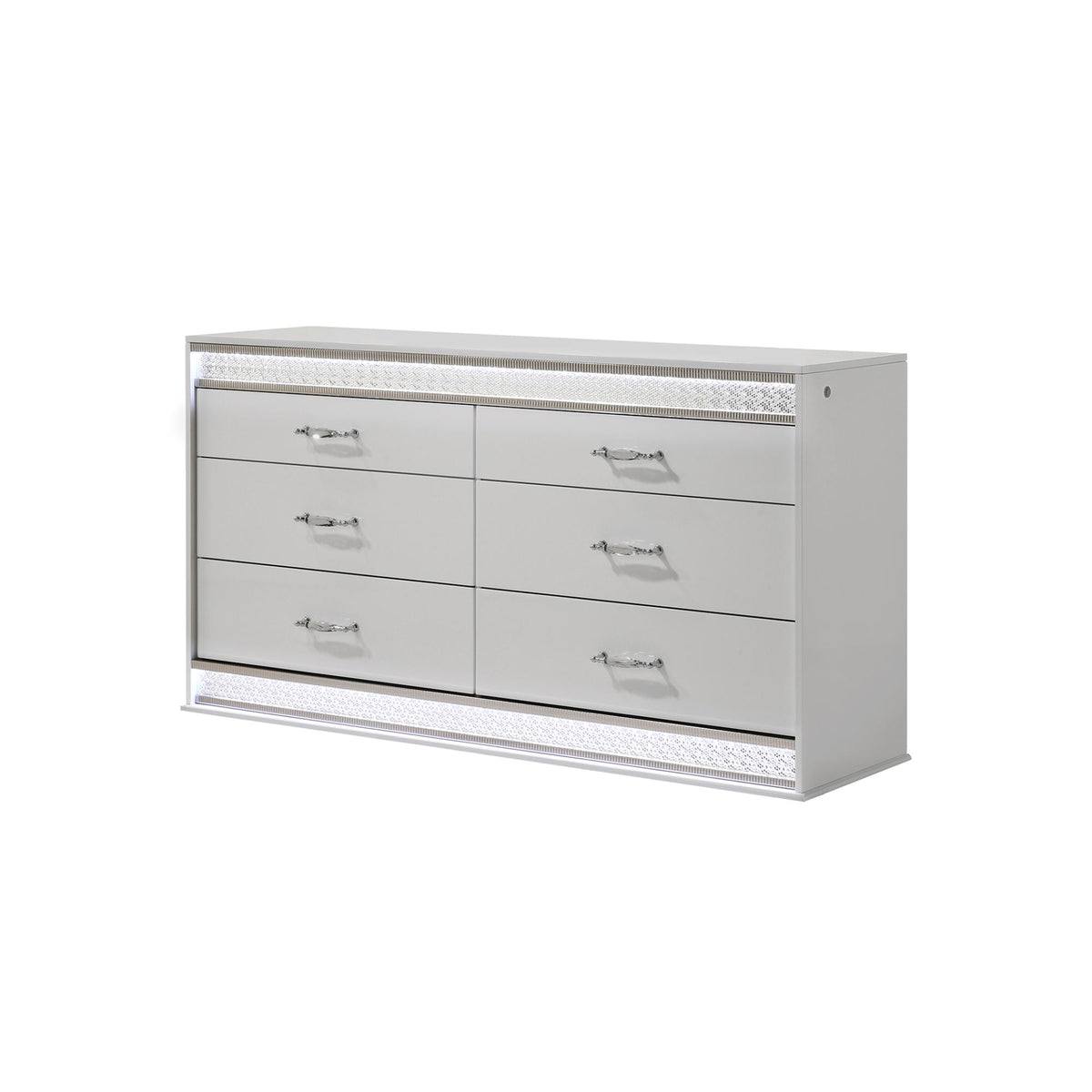 Glam Modern Style 6- Drawer Dresser Made with Wood in White (INCLUDES DRESSER ONLY)
