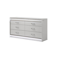 Glam Modern Style 6- Drawer Dresser Made with Wood in White (INCLUDES DRESSER ONLY)