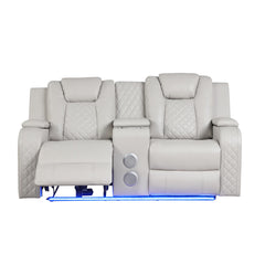 WALTZ LED & Power Reclining Loveseat Made With Faux Leather in Ice Beige