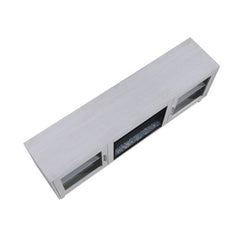Zeus 70 Inch TV Console LED Fireplace Heater, Glass Door, White, Silver