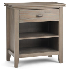 Demeter 24 inch Wide Solid Wood Bedside Table in Distressed Grey