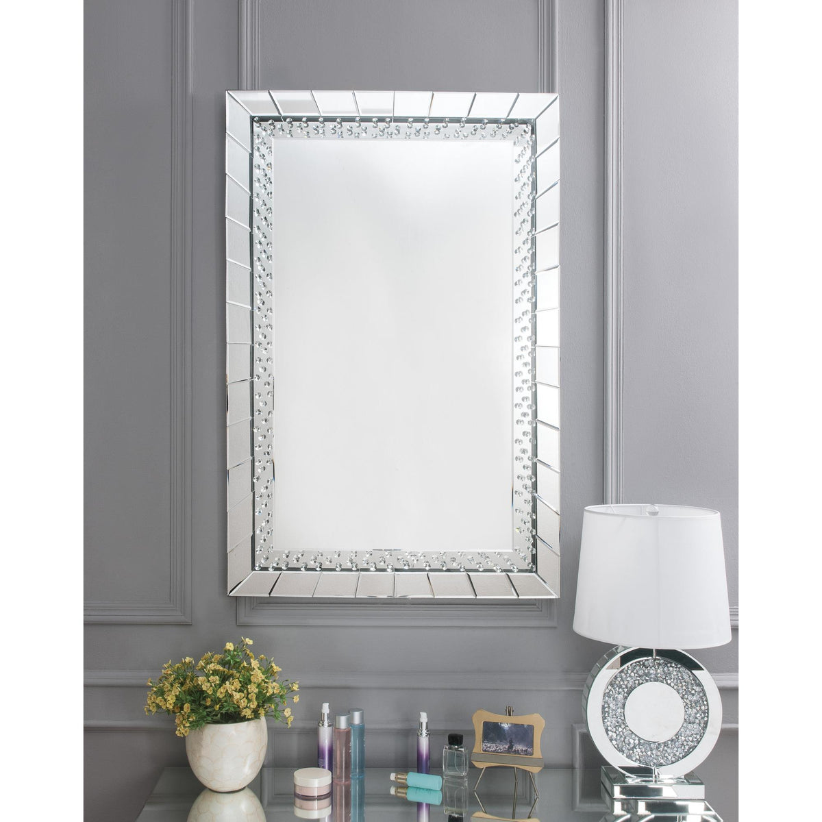 Perseus Mirrored & Faux Crystals Accent Mirror
