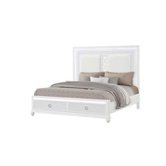 Hades Queen 4Pc Bedroom Set with Mirror Top Nightstand made with wood, Footboard Drawers in White