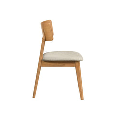 Dining Side Chairs Set of 2 Beige Fabric Upholstered Curve Back Natural Finish Wooden Furniture