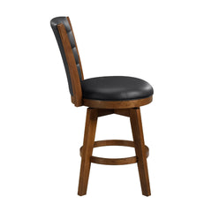 Eternity Set of 2 Swivel Counter Stool Chairs, Brown, Black Faux Leather