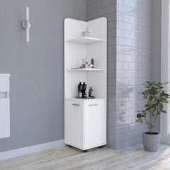 Nova Freestanding Linen Cabinet, 2-Doors, Open Shelves -White