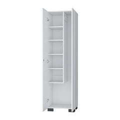 White Storage Shelves Broom Cabinet