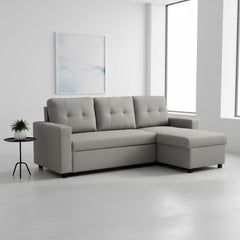 Convertible L-Shaped Sectional Sleeper Sofa Bed, Stylish Apartment Furniture, Saving Pull Out Couch for Small Spaces and Living Rooms, Grey