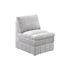 1pc Armless Chair Modular Plush Chair Sectional Sofa Living Room Furniture Granite Morgan Fabric- Suede