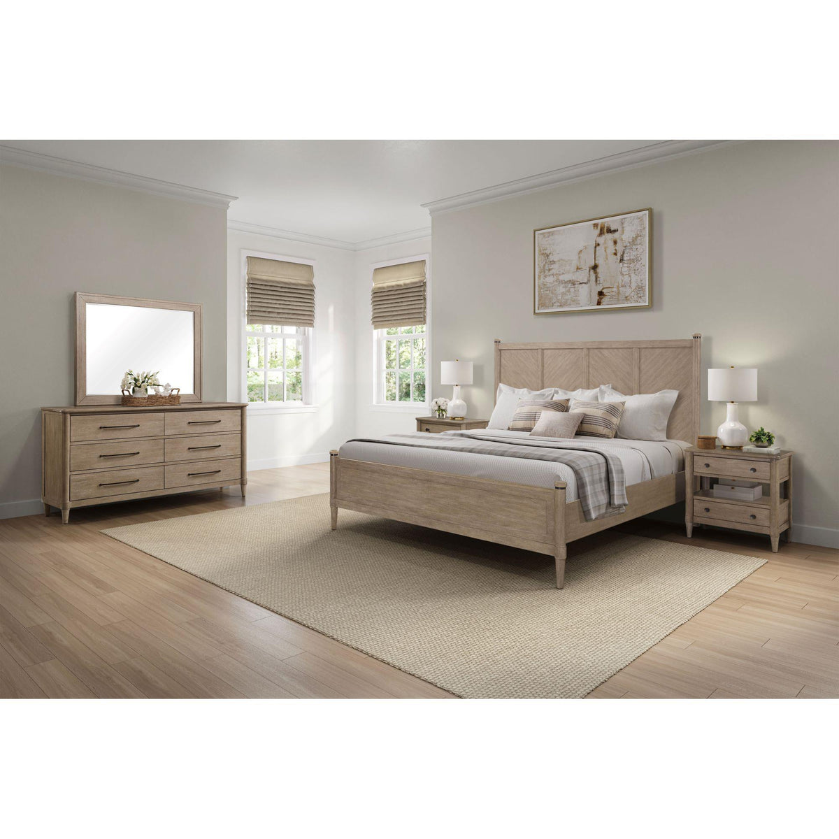 Queen Lo-Post Bed in Sand Finish