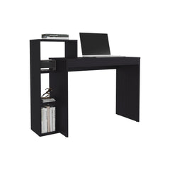 Wide Classic Writing Desk with 4 Side Open Shelves for a Bookcase and, Simple Work Top Surface, Modern Home Office Computer Desk.
