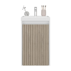Summit Wall-Mounted Bathroom Vanity and Cabinet with Resin Sink, Compact Bathroom Storage Cabinet with One Door and 2 Interior Shelves