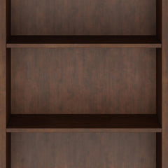 Atlas 30 inch Solid Wood 5 Shelf Bookcase in Russet Brown