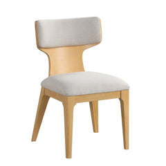 Contemporary Style 2pc Dining Chair Curved Wood Backrest Natural Finish Dining Furniture