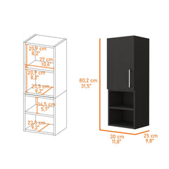 Orestes Medicine Cabinet, Two External Shelves, Metal Handle, Single Door, Two Interior Shelves -Black