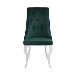 Showcase Green Fabric & Stainless Steel Side Chair (Set of 2)