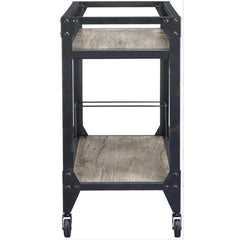 Epimetheus Rustic Oak & Charcoal Finish Serving Cart