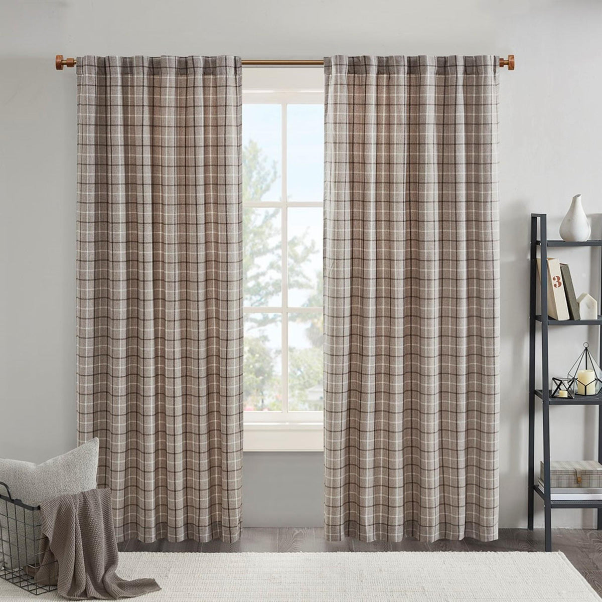 Cassandra Rod Pocket and Back Tab Curtain Panel with Fleece Lining Brown 50x95"