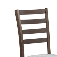 Mercury Side Dining Chair Set of 2, Brown Wood Ladder Backrest, Off White Seats