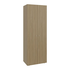 Home 2 Door Closet System, Four Fixed Shelves, Compact Wardrobe for Bedroom Organization, Laundry Room Organization, Utility Room Organization, Freestanding Storage Furniture, Natural Oak