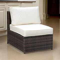 Hector Frame Patio Side Chair With Cushioned Seating, Ivory & Espresso Brown