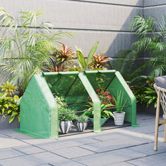 Portable Mini Greenhouse, Outdoor Garden with Large Zipper Doors and Water/UV PE Cover, 6' x 3' x 3', Green