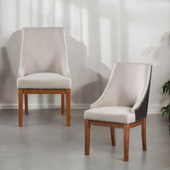 Pinnacle Fabric, Brown Synthetic Leather & Brown Finish Side Chair ( Set of 2)