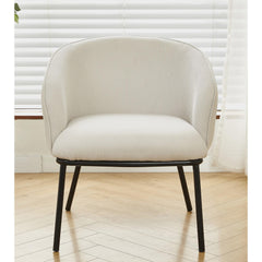 Modern Corduroy Accent Chair, Upholstered Armchair with Metal Legs, Mid-Century Barrel Chair for Living Room Bedroom, Easy Assembly