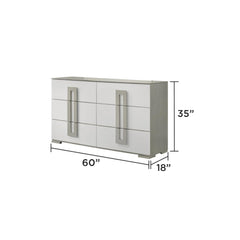 Display Contemporary Style 6- Drawer Dresser Made with Wood in White. (INCLUDES DRESSER ONLY)