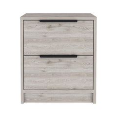 Lyra Nightstand , End Table, Side Table Two Drawers, Metal Handle -Light Gray