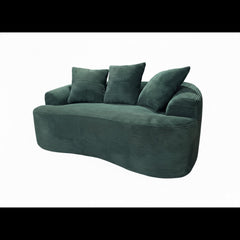 65.35" Curved Loveseat Sofa with Pocket Spring Cushions for Soft Seating, Small Space Couch with 3 Throw Pillows, No Assembly Needed, Dark Green