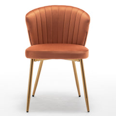 Modern Velvet Armless Accent Chair, Channel Tufted Dining Chair with Gold Metal Legs, Upholstered Side Chair for Living Room Bedroom Small Spaces