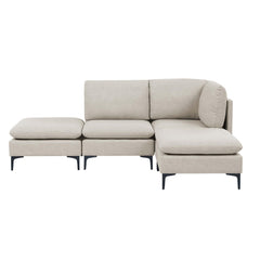 Linen Upholstered Modular Sectional with Metal Legs