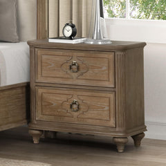 Agamemnon Contemporary 1pc Nightstand Rustic Oak Veneer Solid wood Bedside Table w USB-A And USB-C