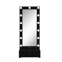 REVELATION BLACK NARROW TALL MIRROR WITH SPEAKER AND DRAWER