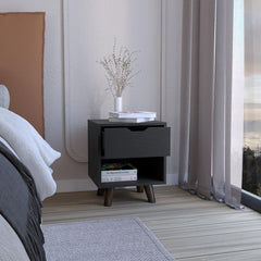 Galaxy Nightstand with 1 Open Storage Shelf, 1 Drawer and Wooden Legs