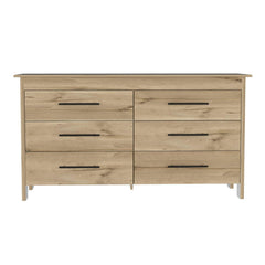 Museum 6 Drawer Double Dresser, Four Legs, Superior Top -Light Oak / White
