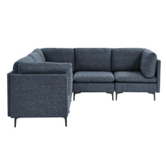 Linen Upholstered Modular Sectional with Metal Legs