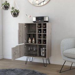 Display 8-Bottle Rectangle Bar Cabinet Light Oak