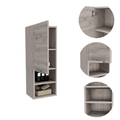Legend Bathroom Cabinet, Two Interior Shelves, Two External Shelves, Single Door Cabinet -Light Gray