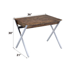 Vault Weathered Oak & Chrome Finish Writing Desk